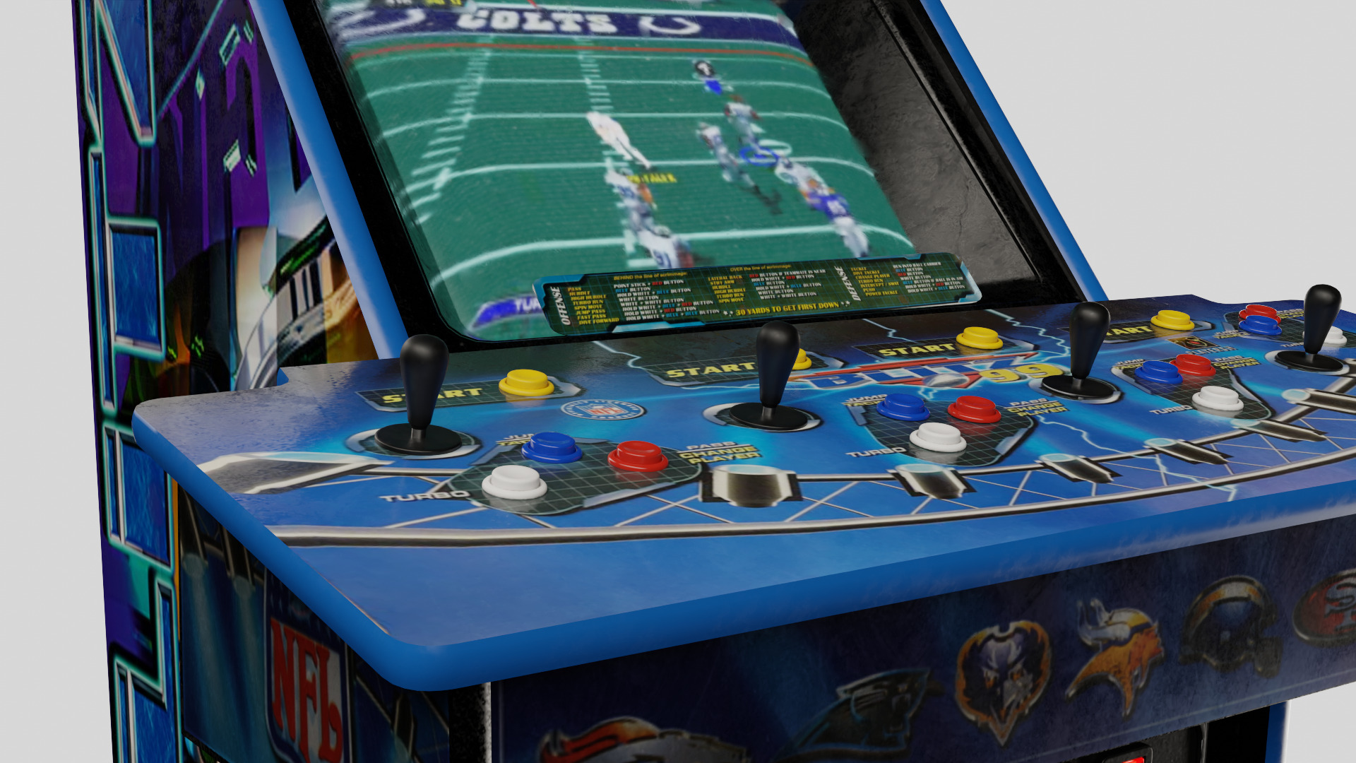 Football Blitz Arcade Cabinet Retro Low-poly 3D model_1