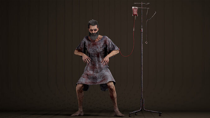 Zombie Grandfather Low-poly 3D model