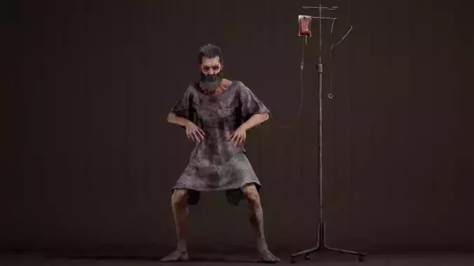 Zombie Grandfather Low-poly 3D model