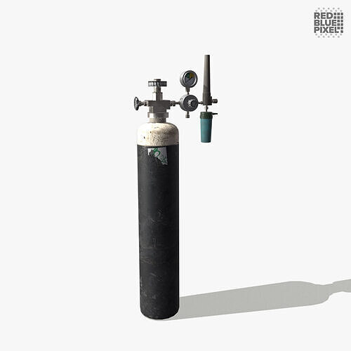 Oxygen Cylinder Low-poly 3D model