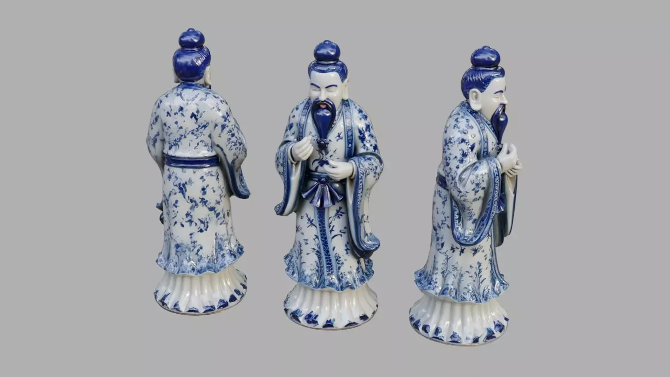 Porcelain Statue Decorative Figurine Low-poly 3D model_0