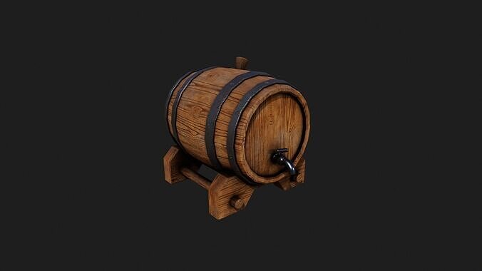 Realistic Wooden Barrel Low-poly 3D model