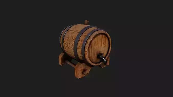 Realistic Wooden Barrel