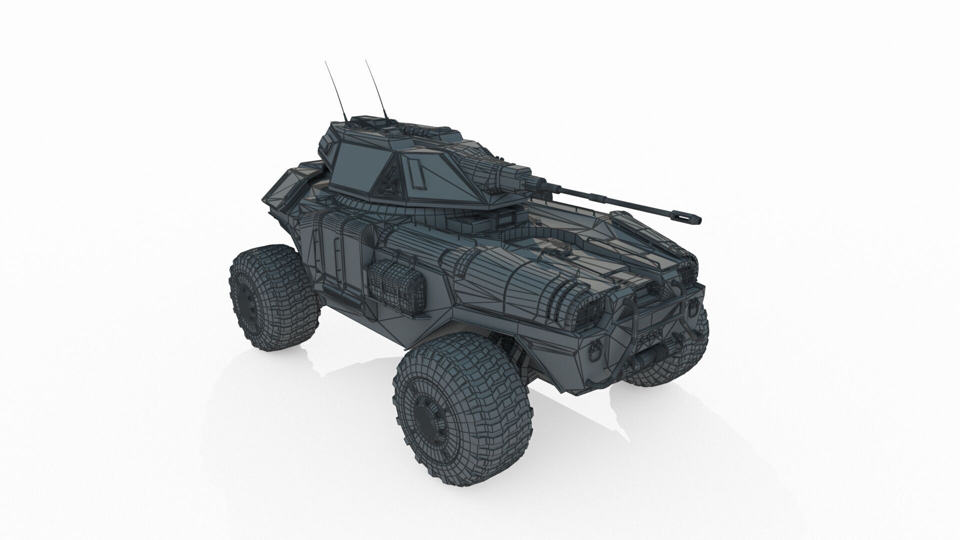 Future sci-fi armored tank vehicles 3D model_5