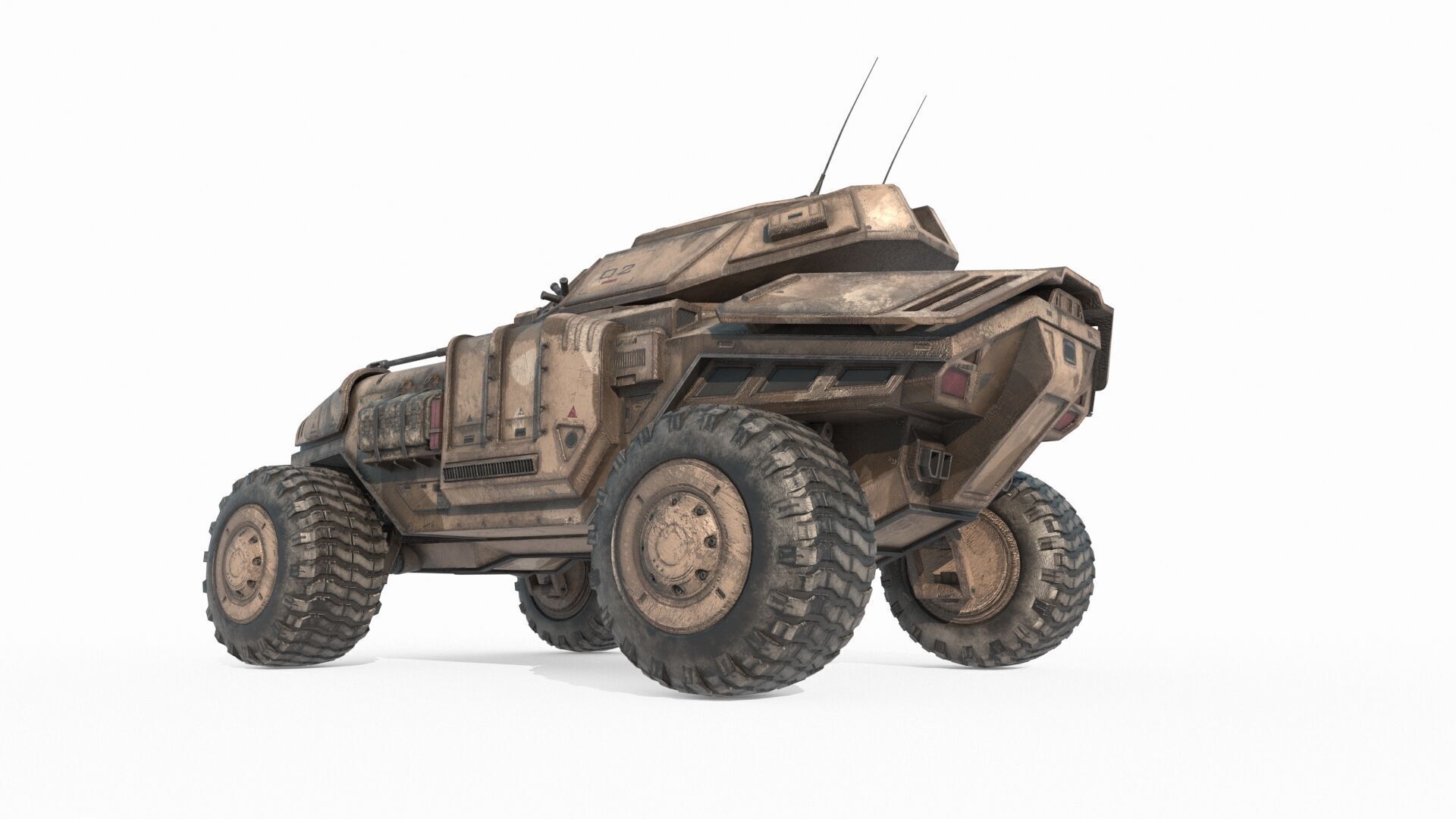 Future sci-fi armored tank vehicles 3D model_1