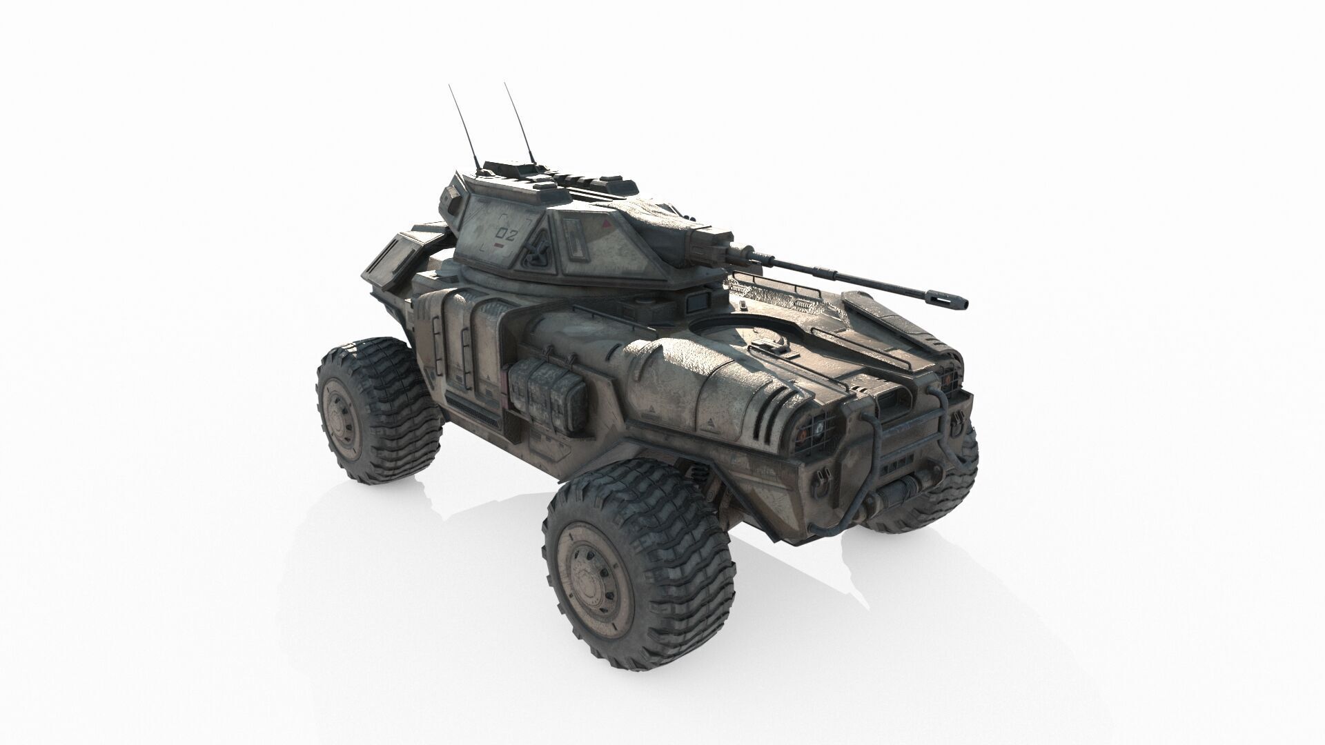 Future sci-fi armored tank vehicles 3D model_4
