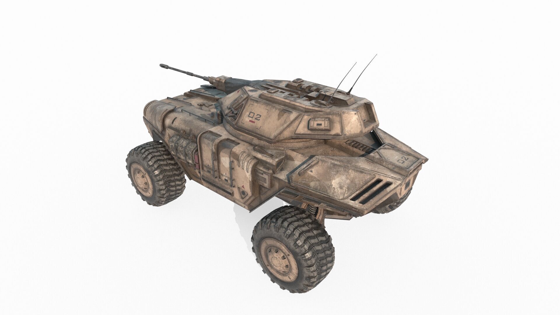 Future sci-fi armored tank vehicles 3D model_2