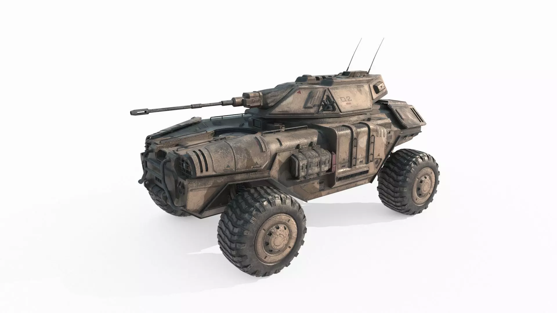 Future sci-fi armored tank vehicles 3D model_0