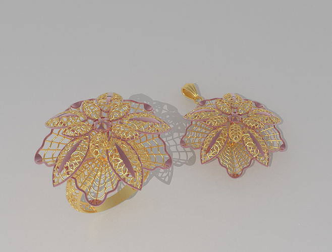 Fusion Flower Ring and Pendant Gold 21M75RGFI4 3D print model