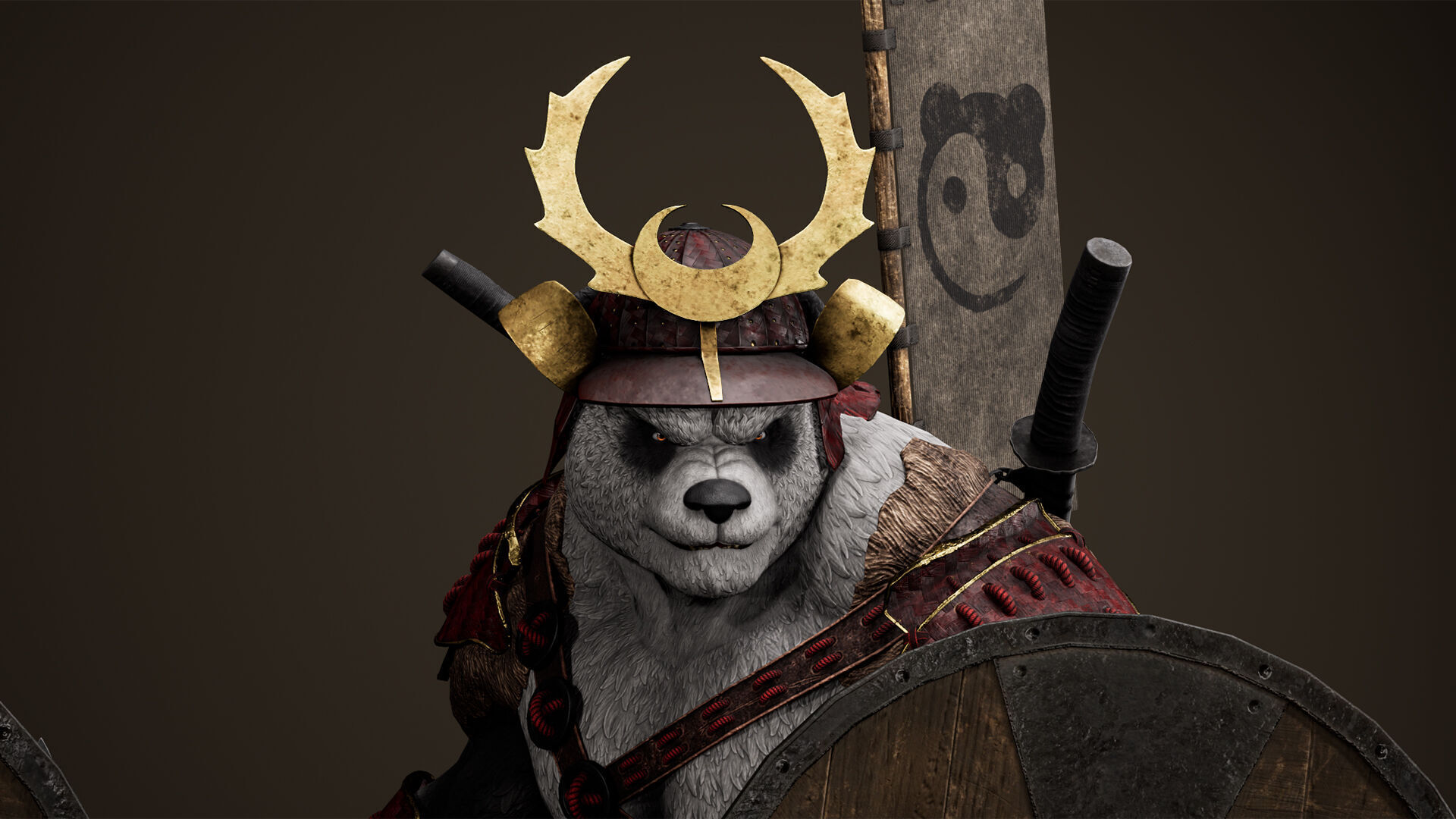 Panda Samurai Low-poly 3D model_24