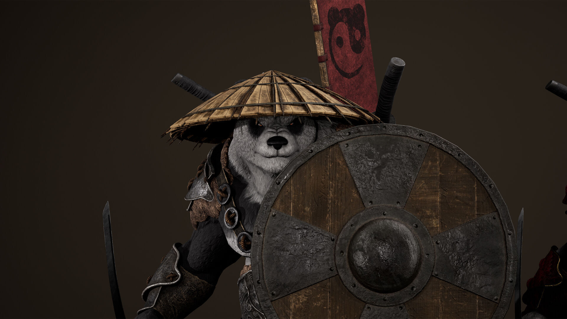 Panda Samurai Low-poly 3D model_25