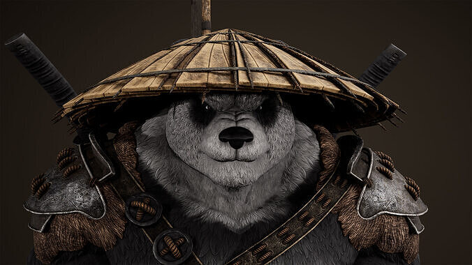 Panda Samurai Low-poly 3D model