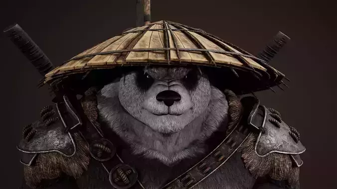Panda Samurai Low-poly 3D model