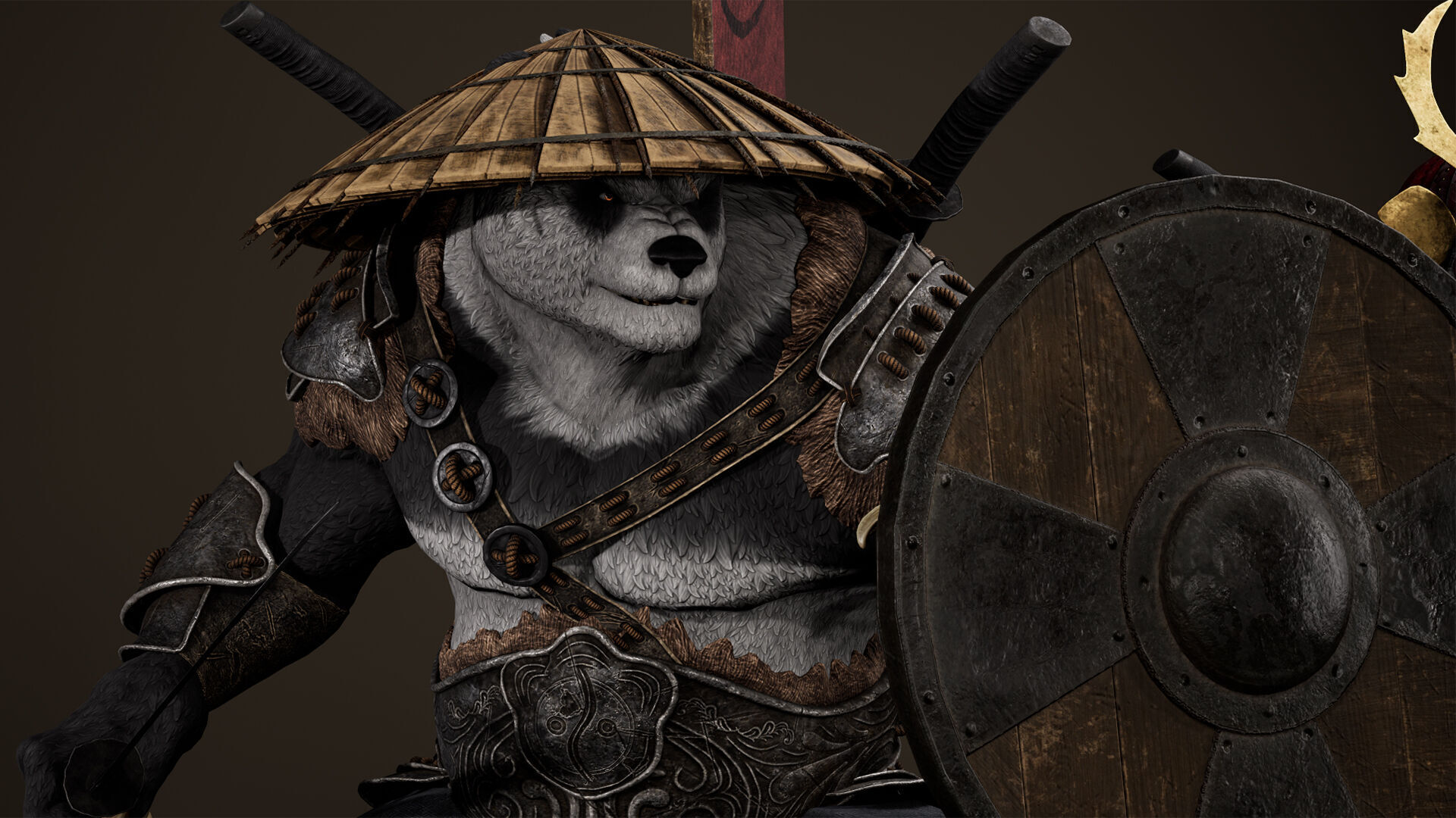 Panda Samurai Low-poly 3D model_27