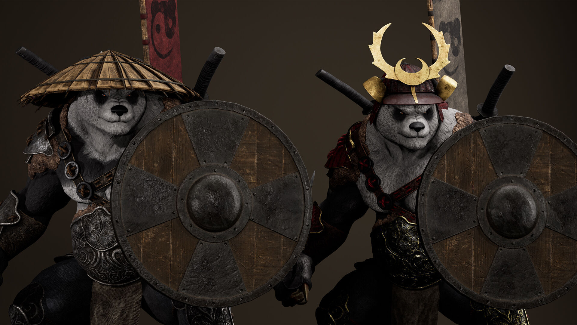 Panda Samurai Low-poly 3D model_26