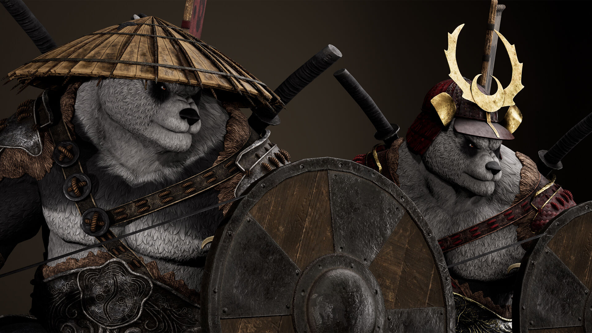 Panda Samurai Low-poly 3D model_21