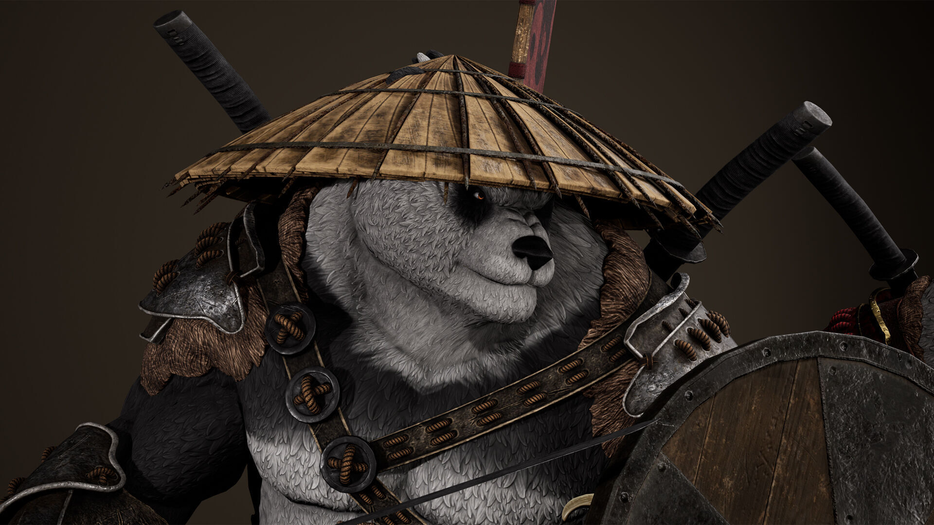 Panda Samurai Low-poly 3D model_22
