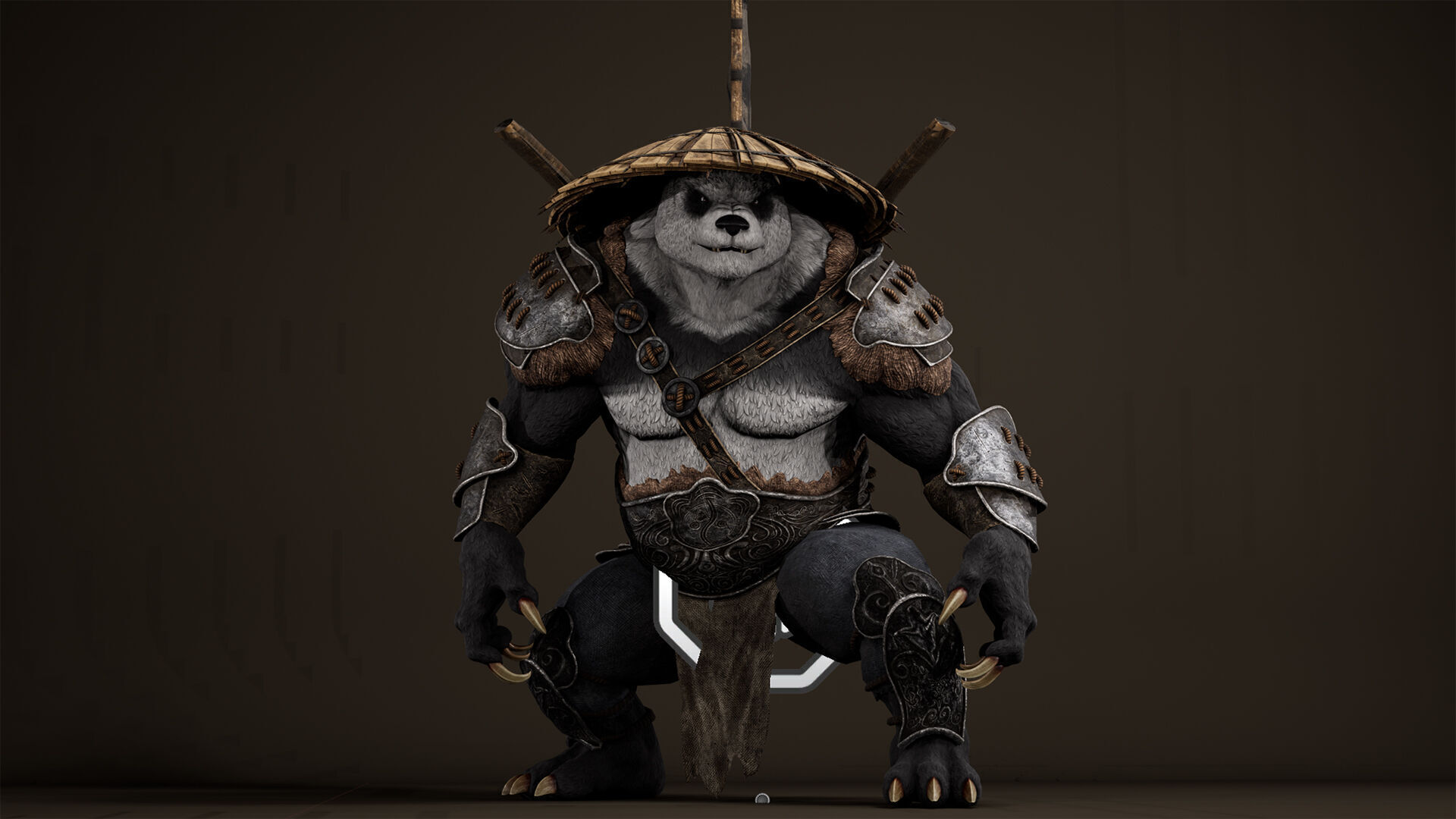 Panda Samurai Low-poly 3D model_18