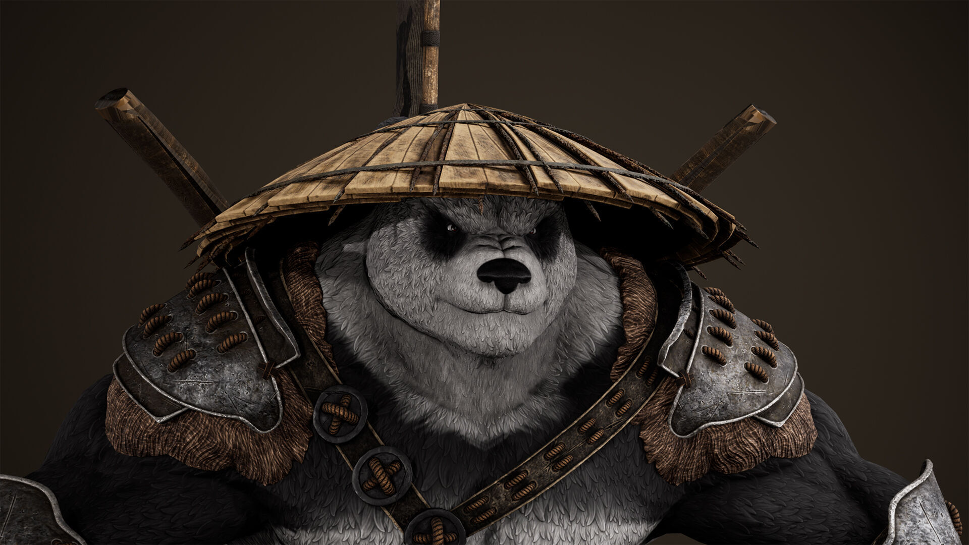 Panda Samurai Low-poly 3D model_19