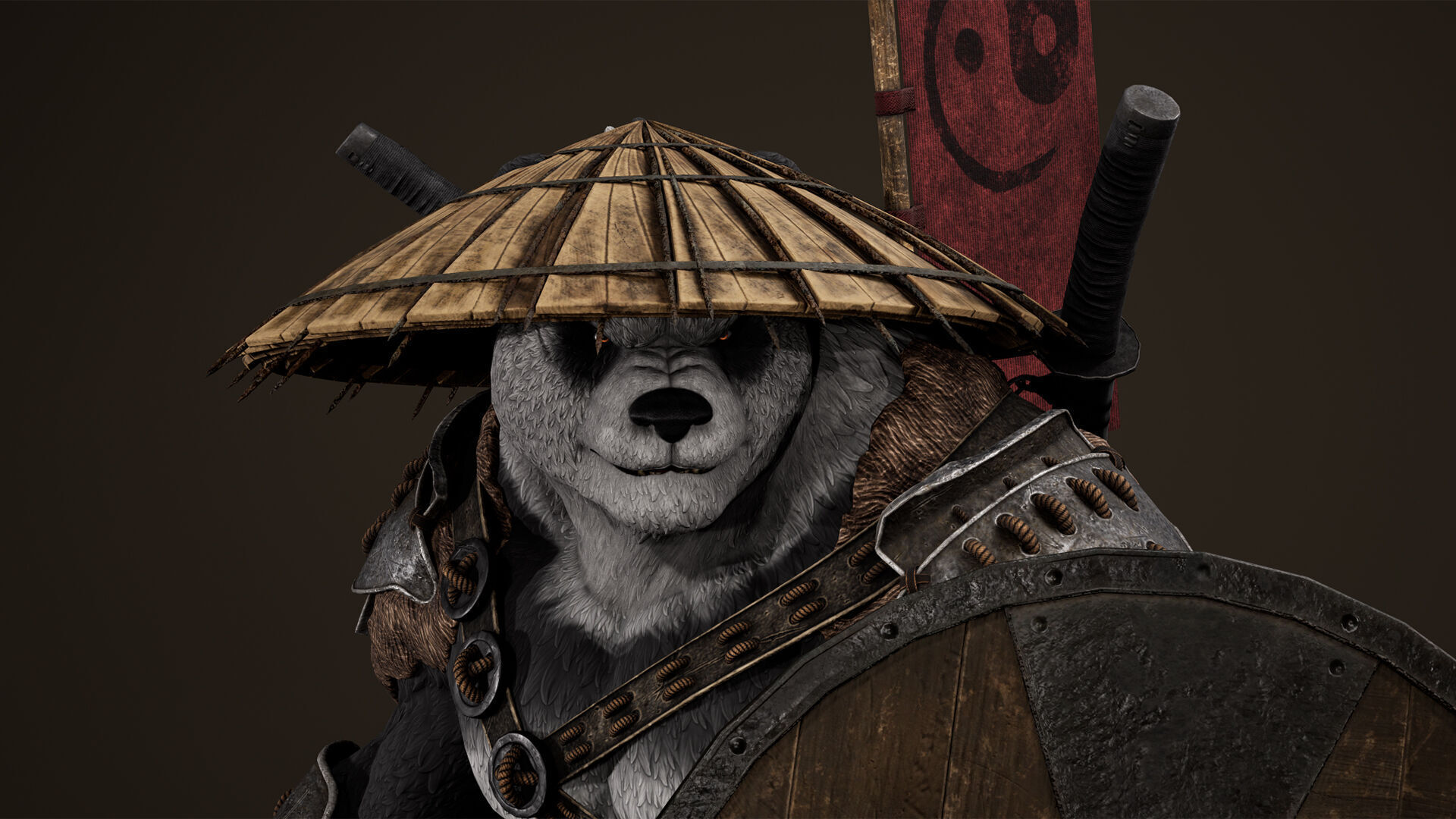 Panda Samurai Low-poly 3D model_23