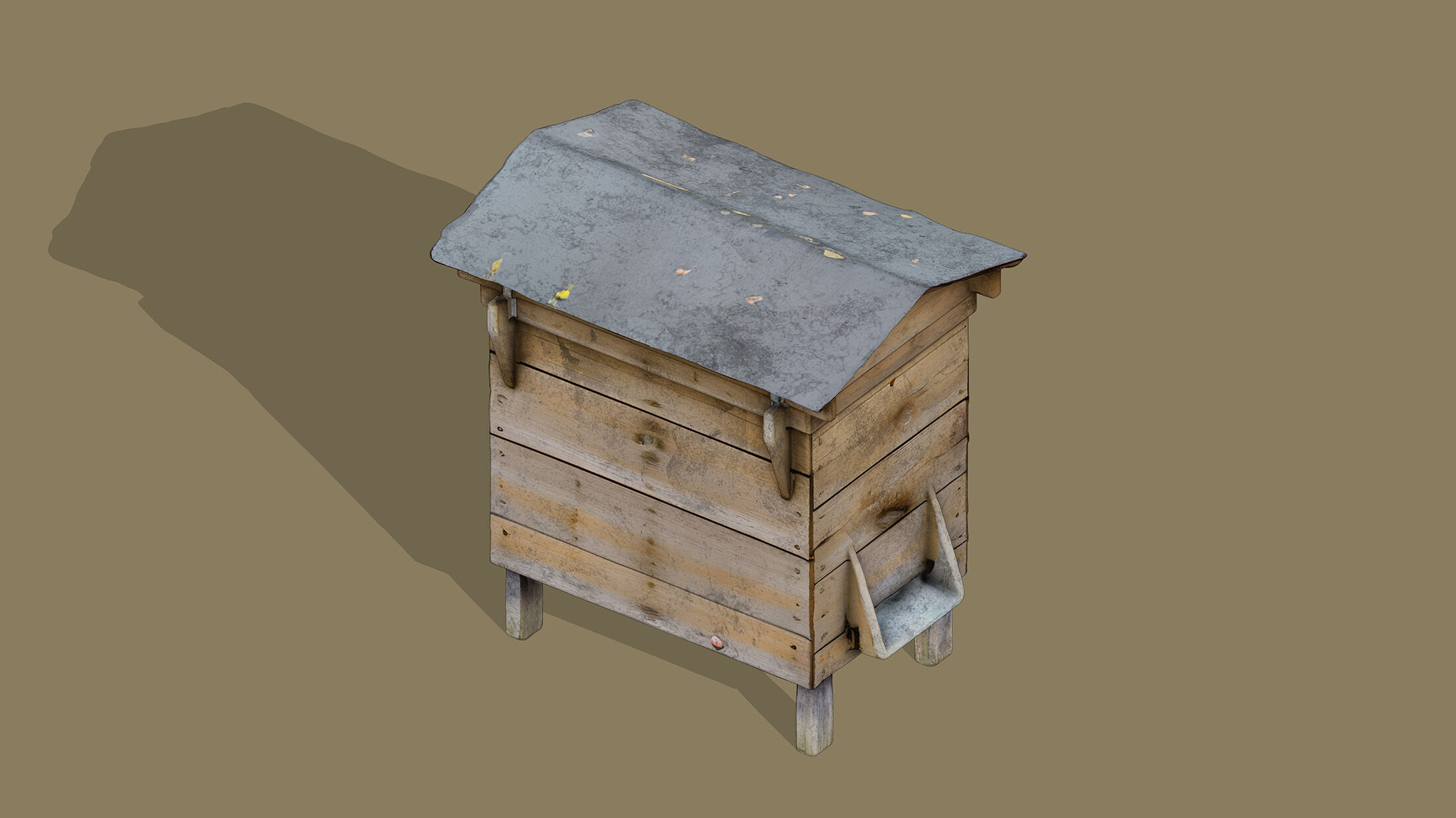 Wooden beehive Low-poly 3D model_2