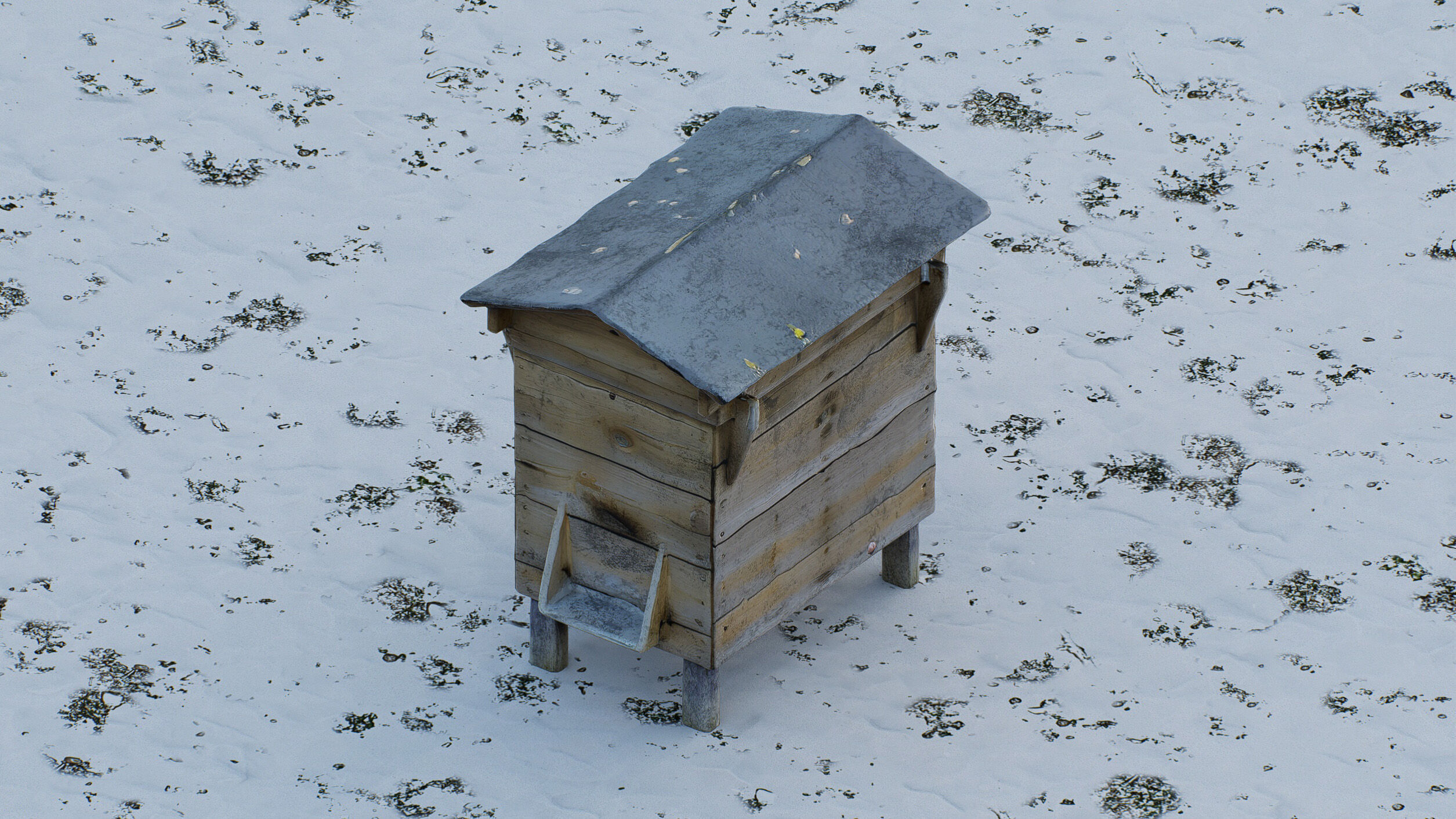 Wooden beehive Low-poly 3D model_1