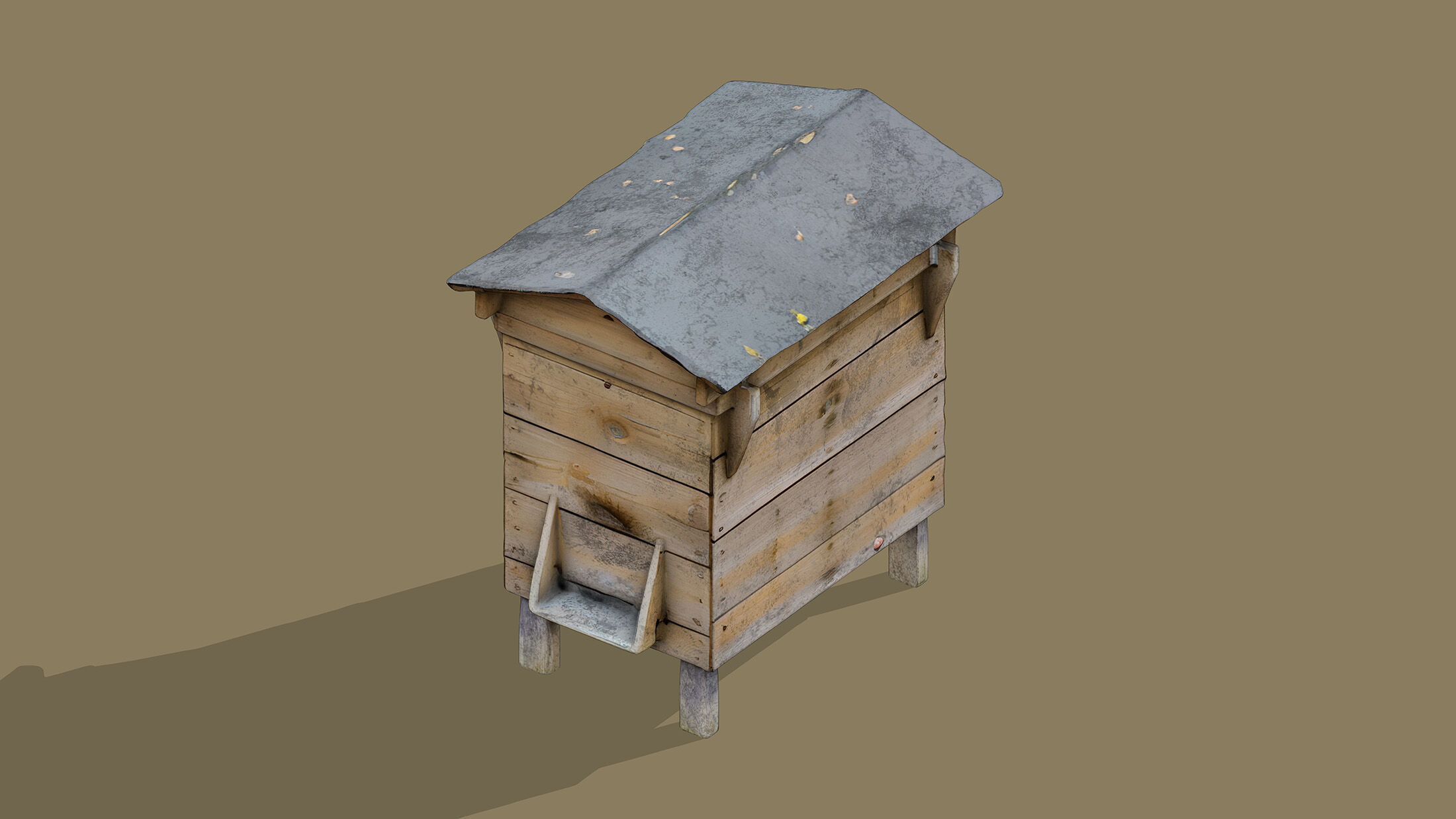 Wooden beehive Low-poly 3D model_3