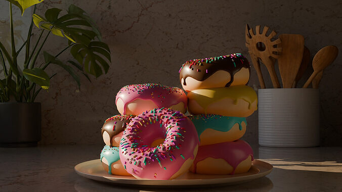 DONUTS Low-poly 3D model