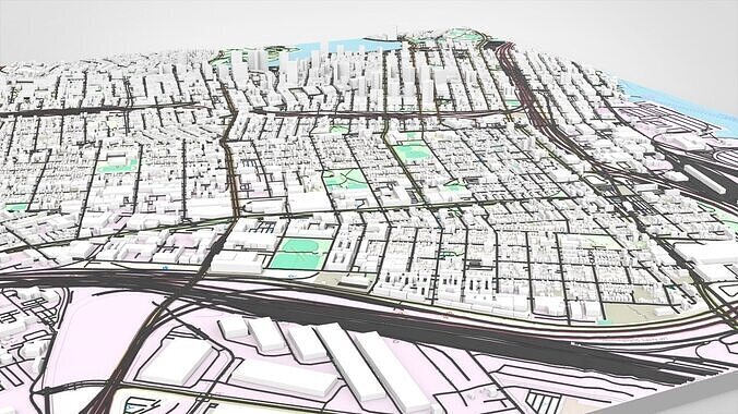 Cityscape Oakland California United States 3D model 4