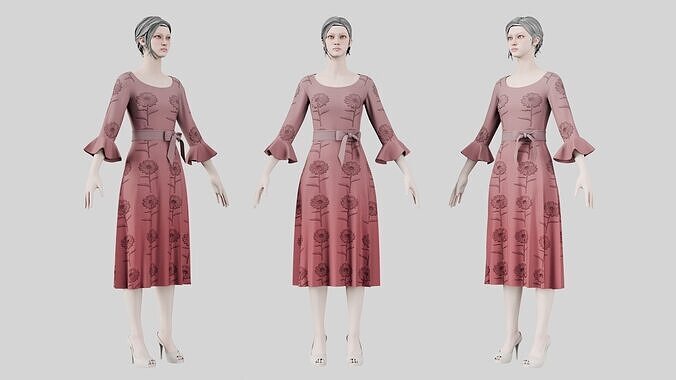 Dress 03 Bazaar Low-poly 3D model