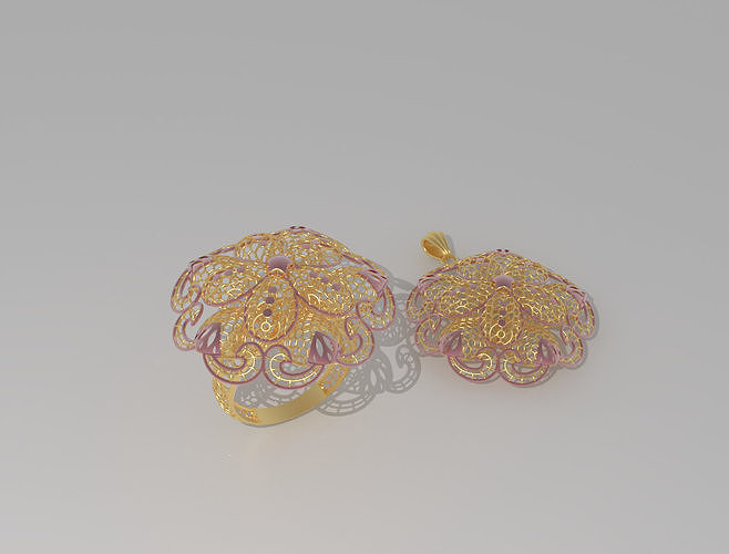 Fusion Flower Ring and Pendant Gold 21M75RGFI5 3D print model