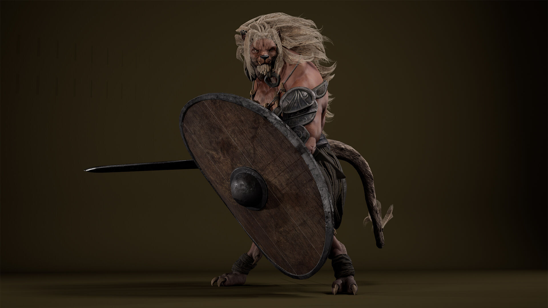 Lion Gladiator Low-poly 3D model_20