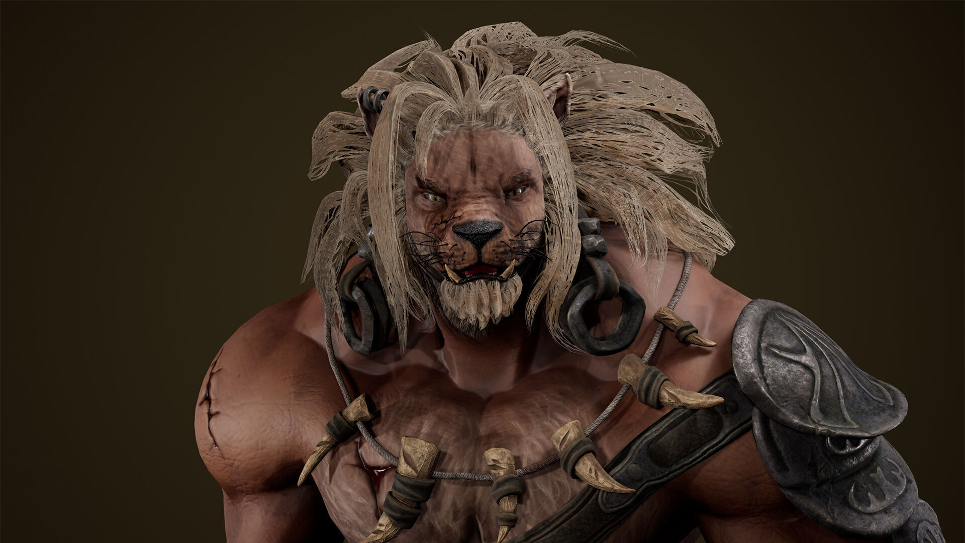 Lion Gladiator Low-poly 3D model_24