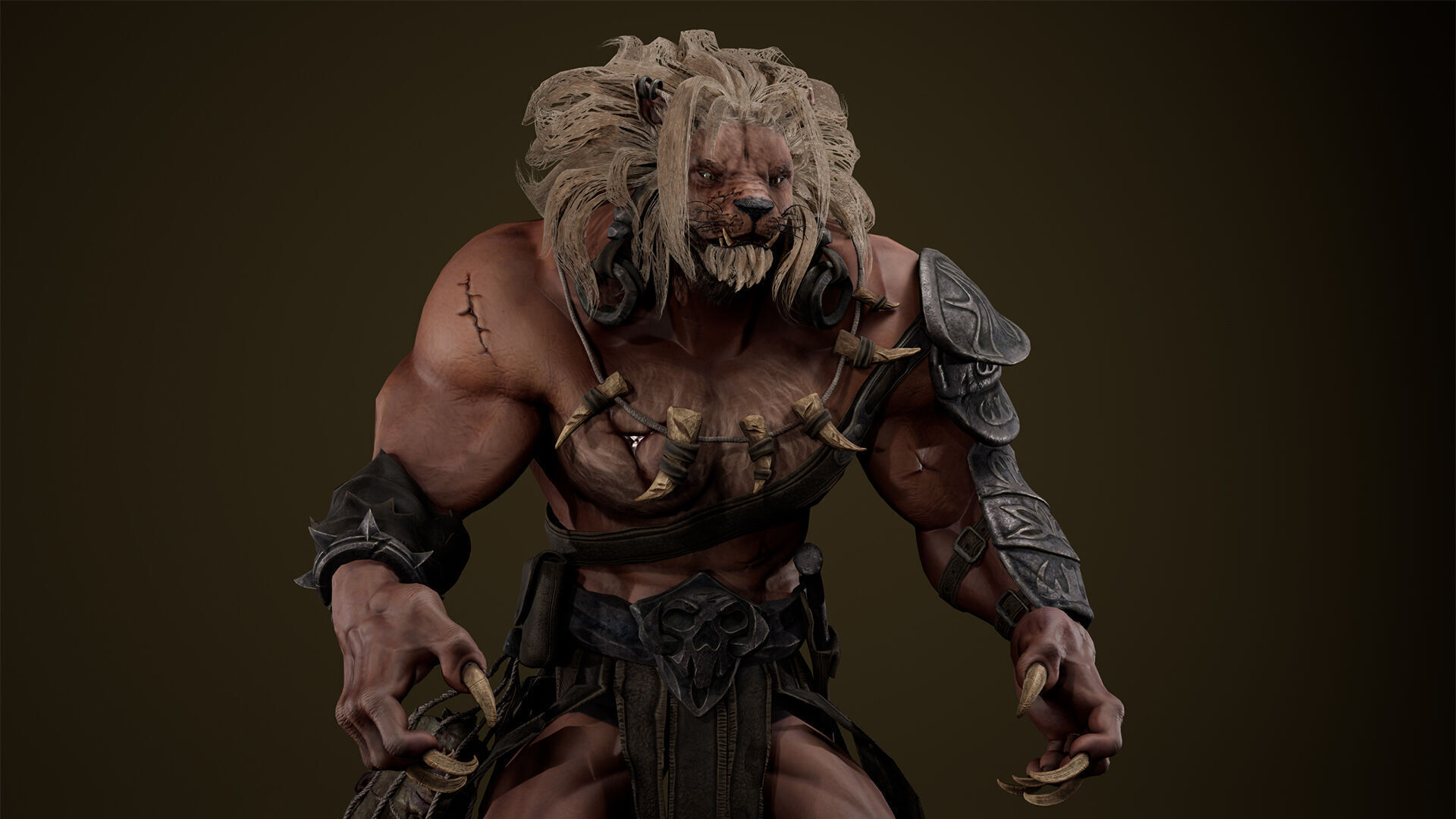 Lion Gladiator Low-poly 3D model_25