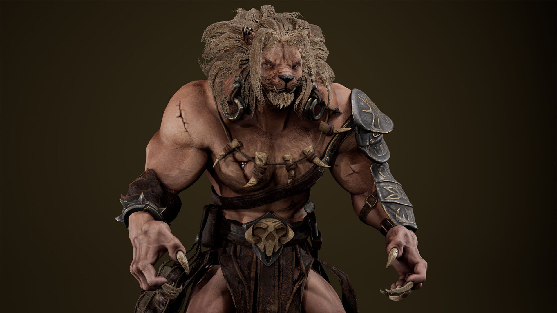 Lion Gladiator Low-poly 3D model_9