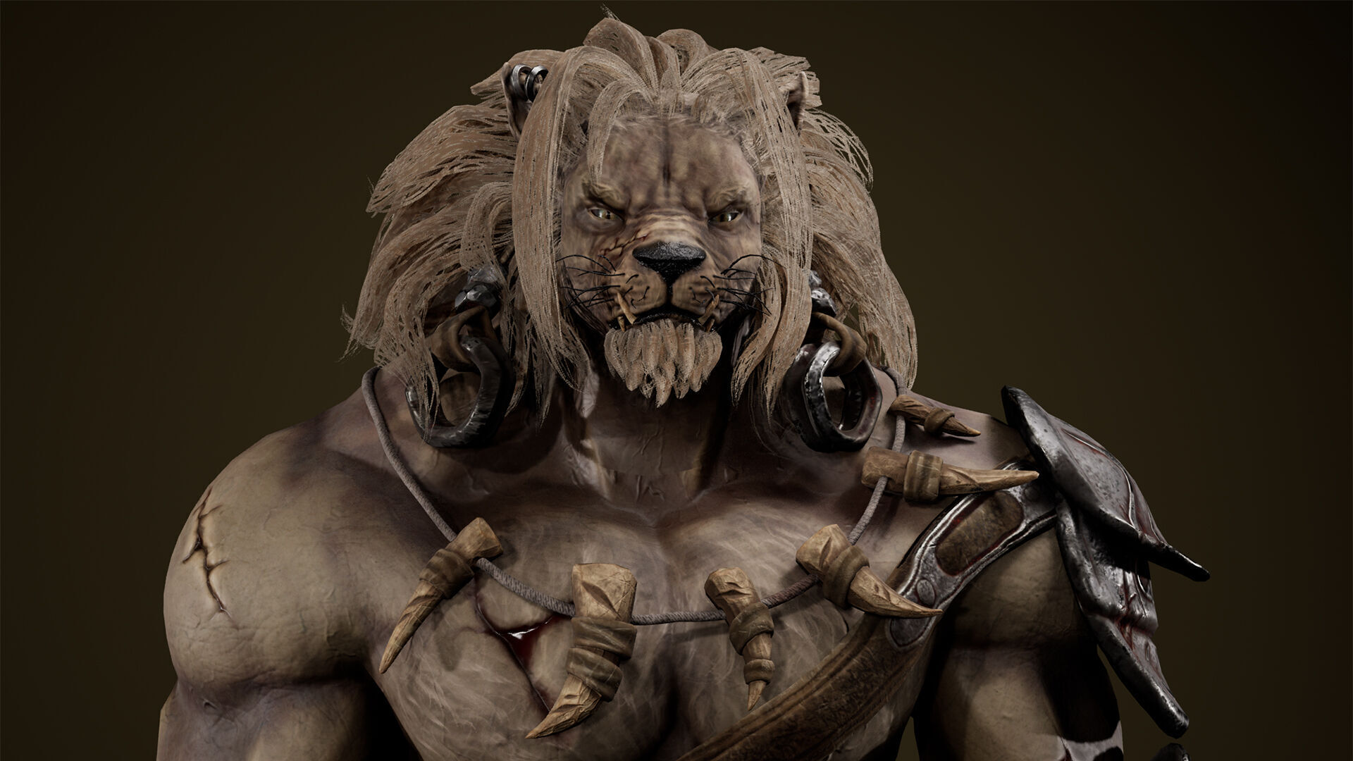 Lion Gladiator Low-poly 3D model_4