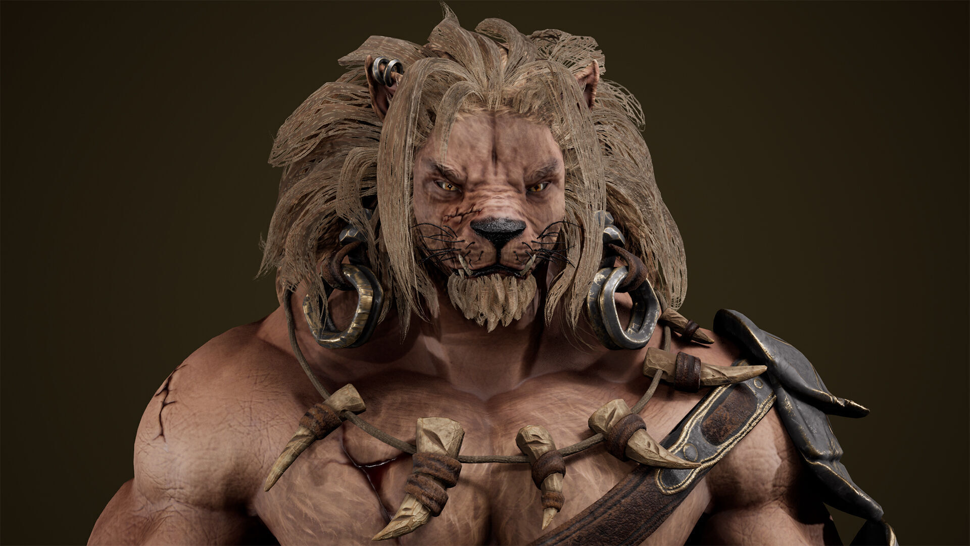 Lion Gladiator Low-poly 3D model_2