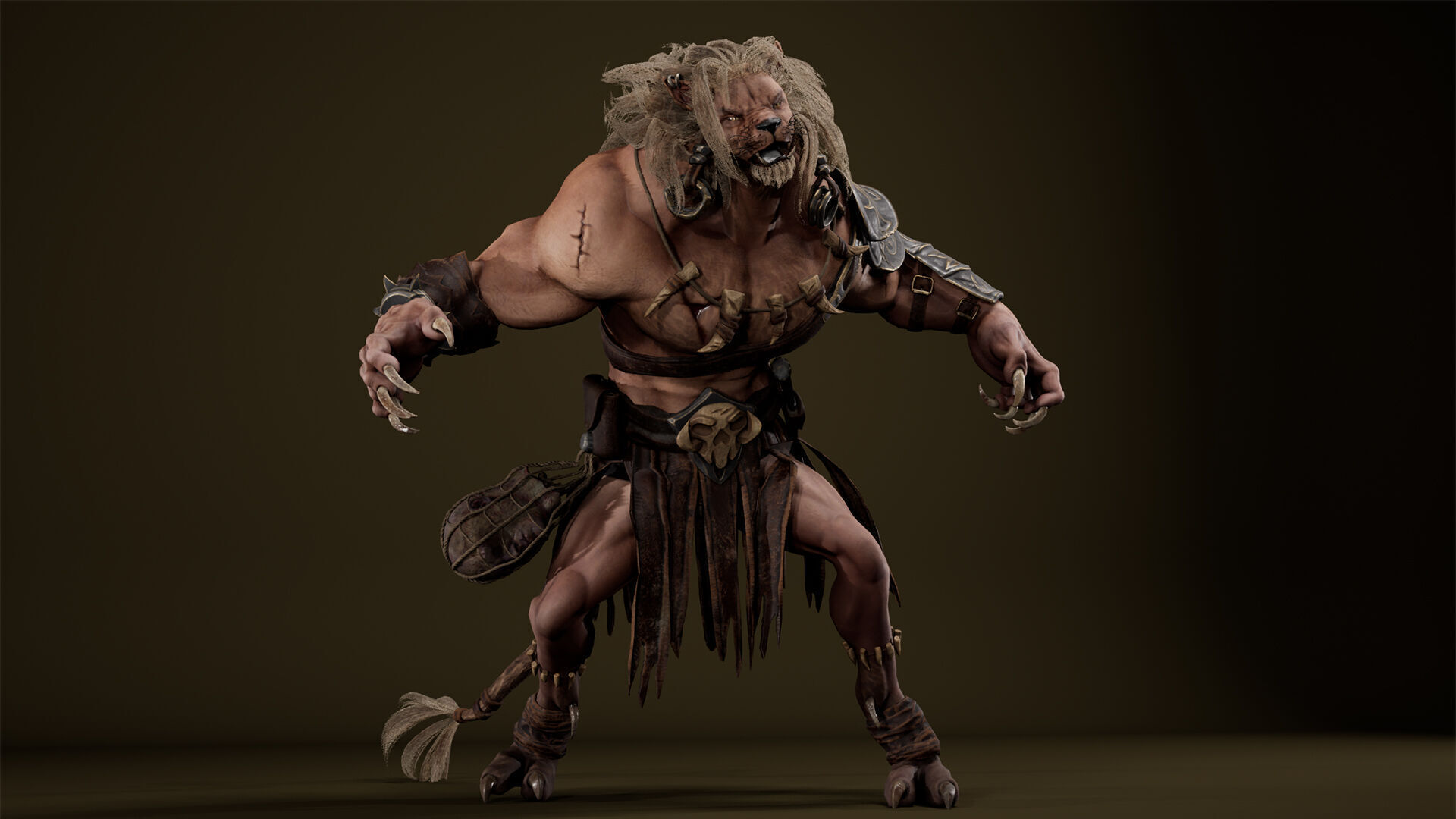 Lion Gladiator Low-poly 3D model_7