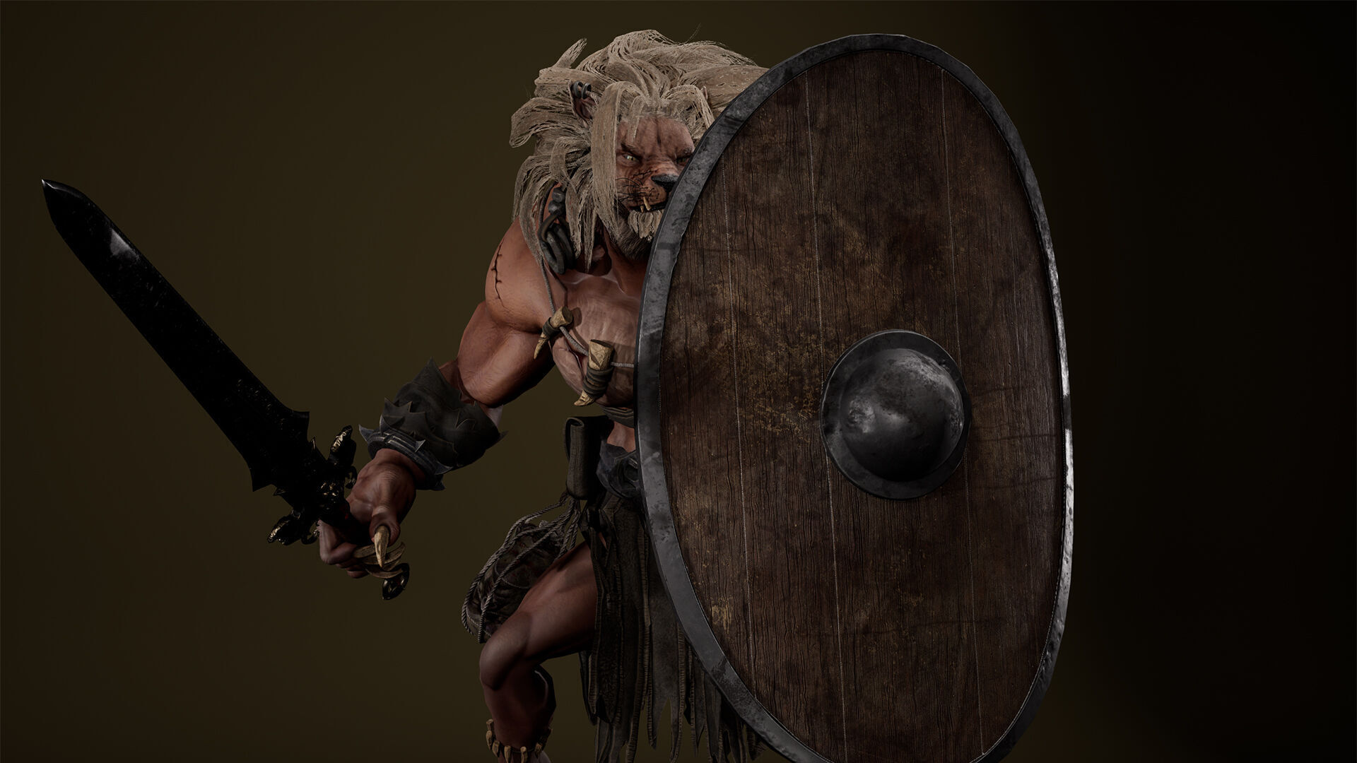 Lion Gladiator Low-poly 3D model_18