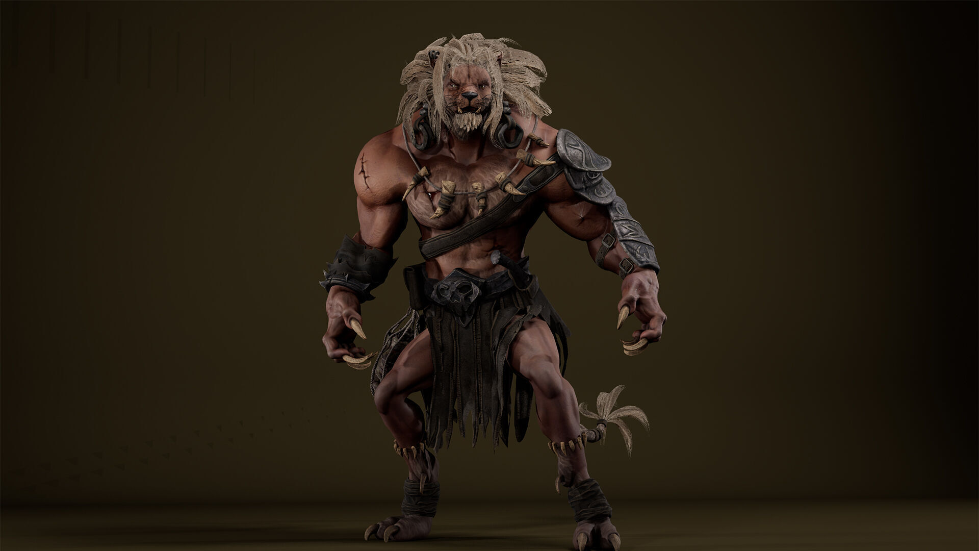 Lion Gladiator Low-poly 3D model_23
