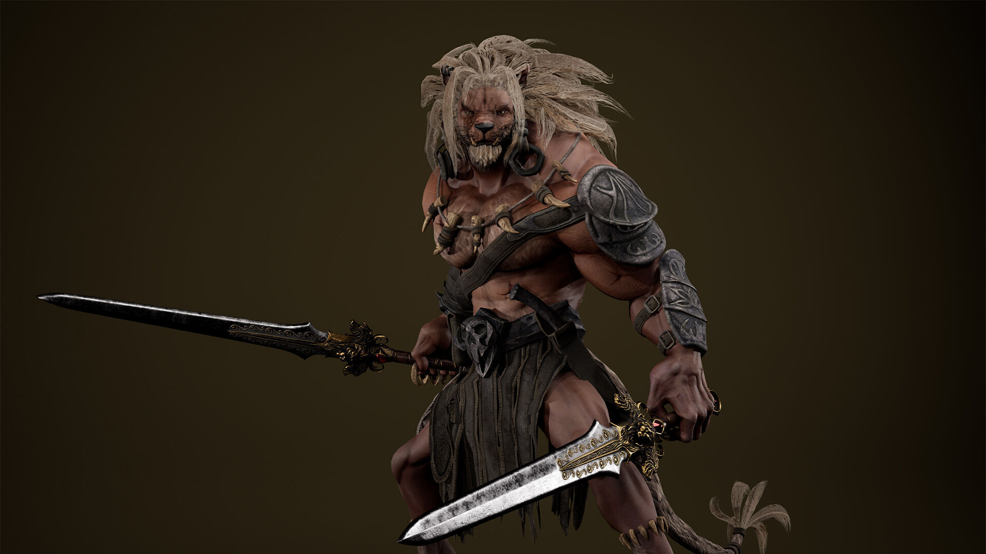 Lion Gladiator Low-poly 3D model_16