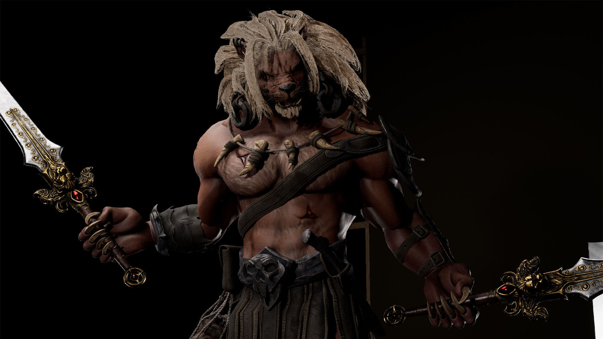 Lion Gladiator Low-poly 3D model_14