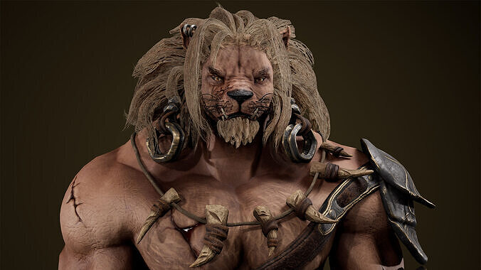 Lion Gladiator Low-poly 3D model