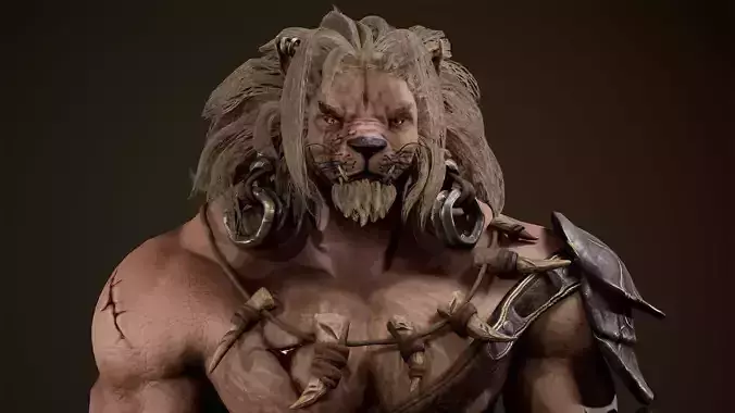 Lion Gladiator Low-poly 3D model