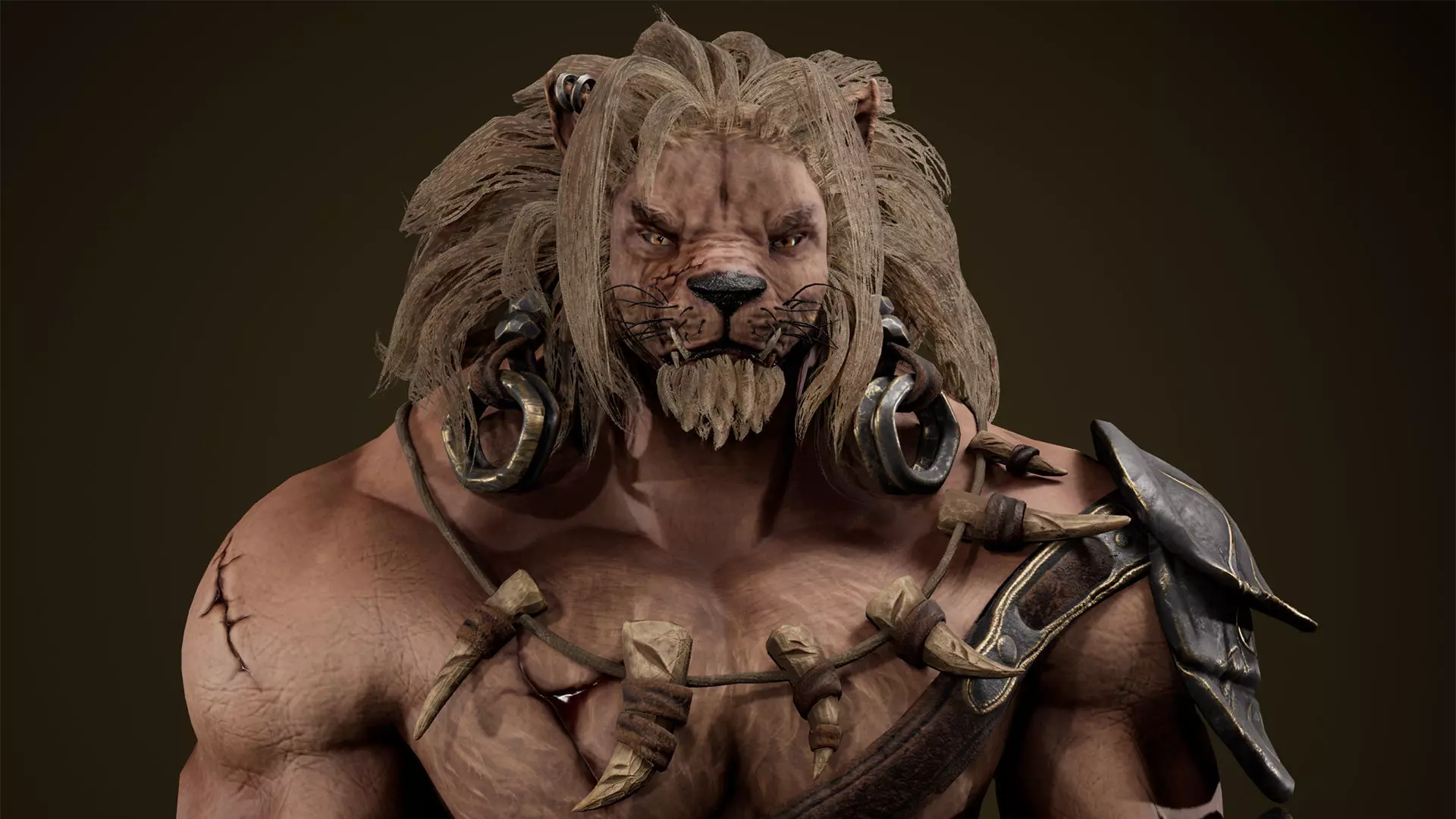Lion Gladiator Low-poly 3D model_0