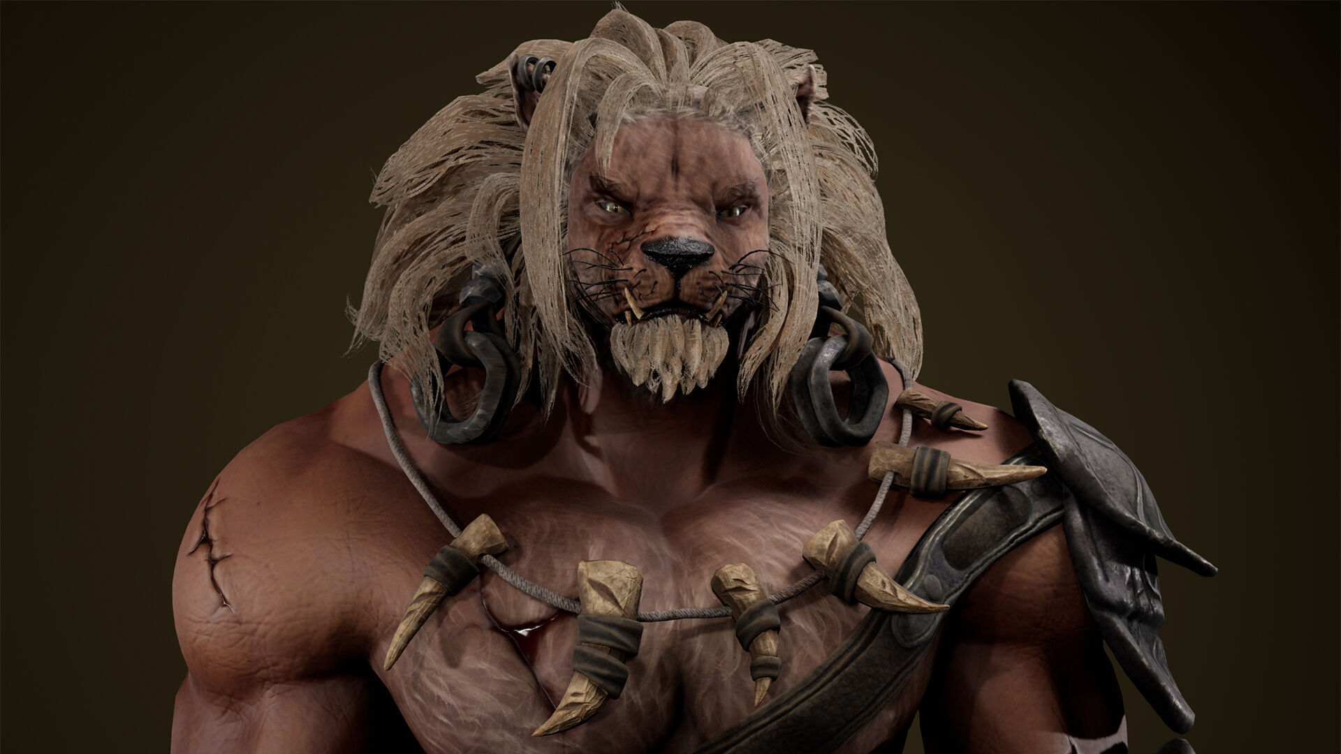 Lion Gladiator Low-poly 3D model_3