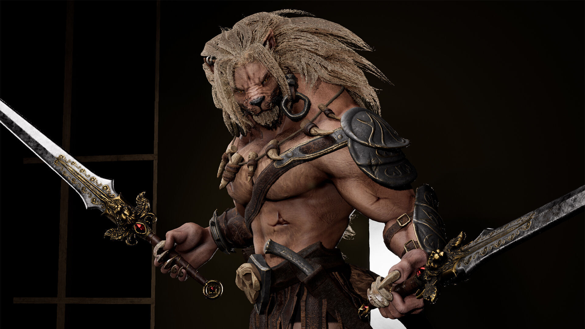 Lion Gladiator Low-poly 3D model_13