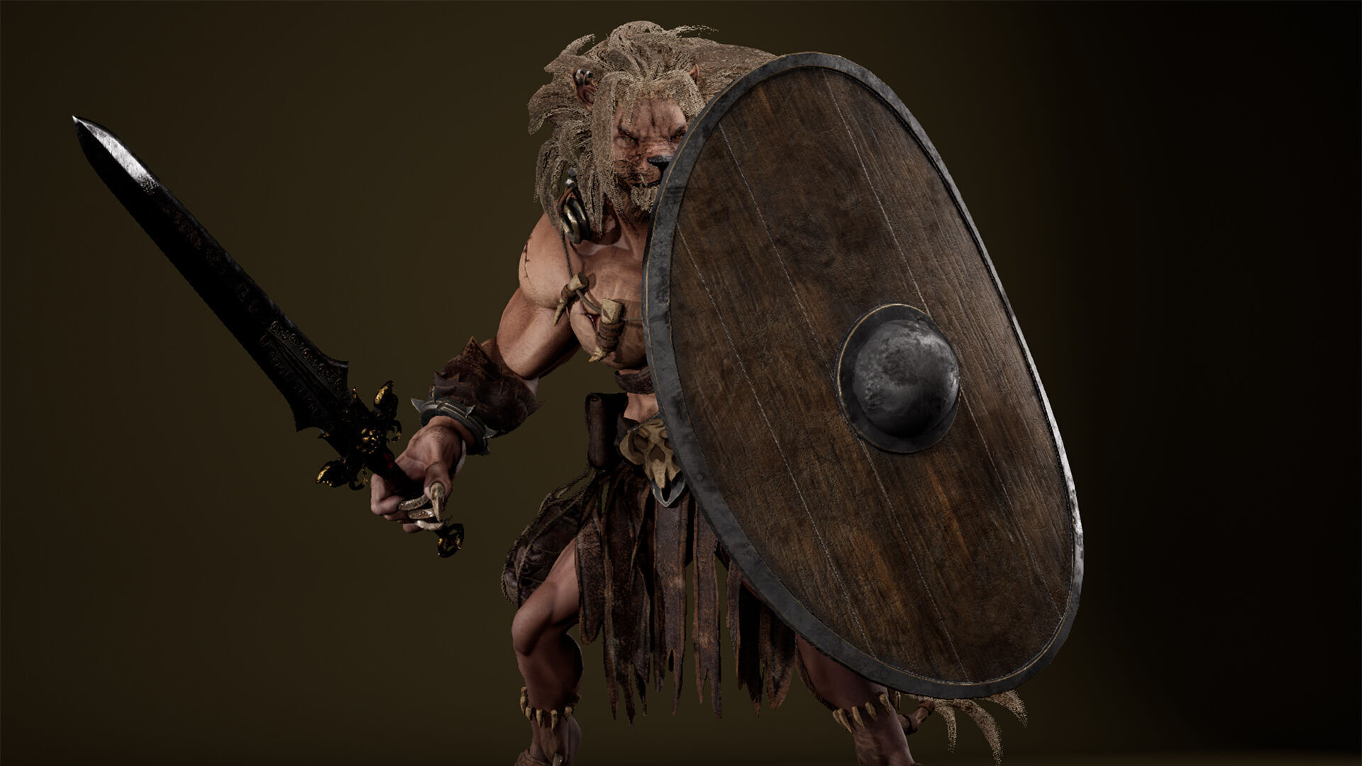 Lion Gladiator Low-poly 3D model_5