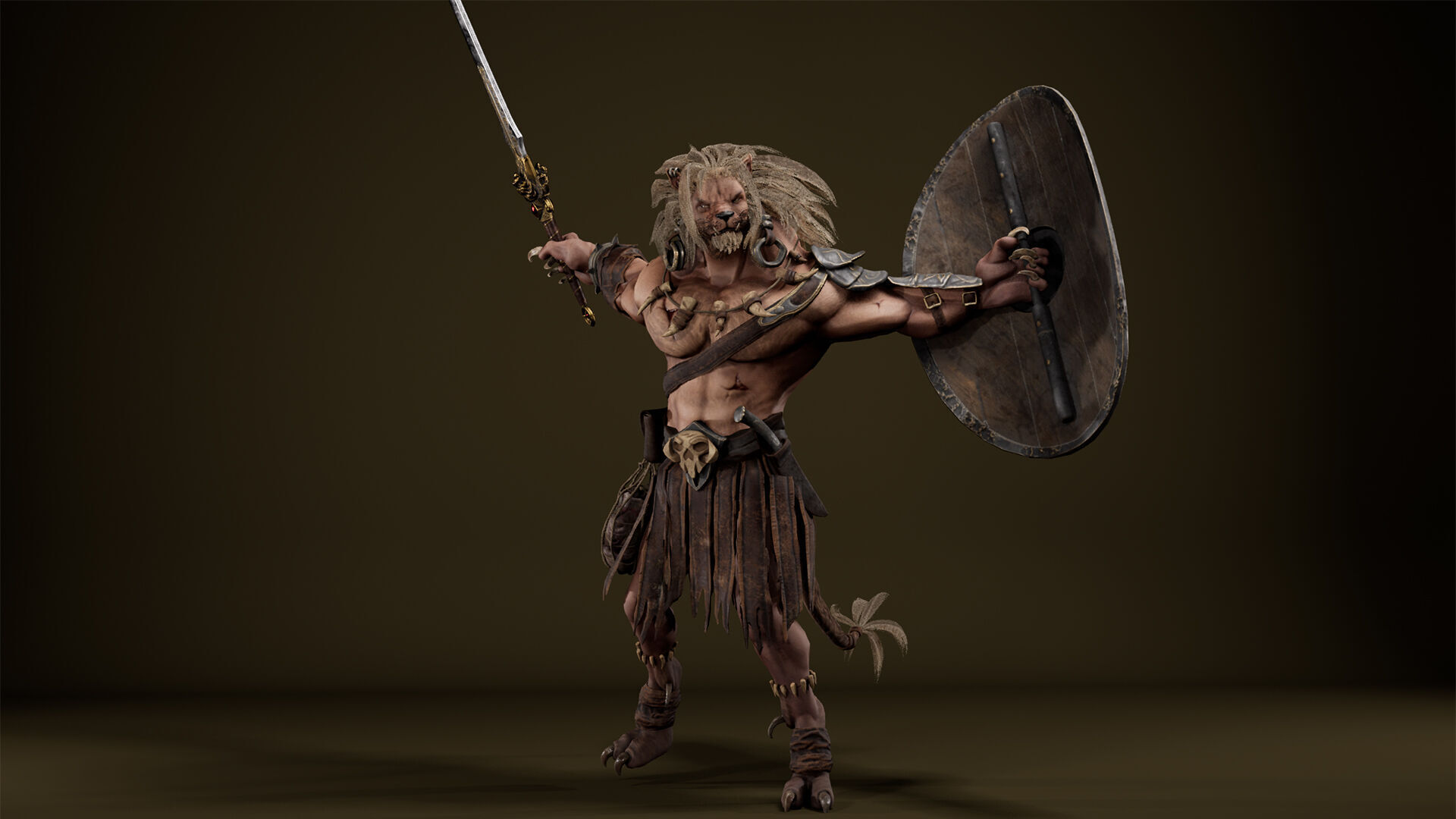 Lion Gladiator Low-poly 3D model_28