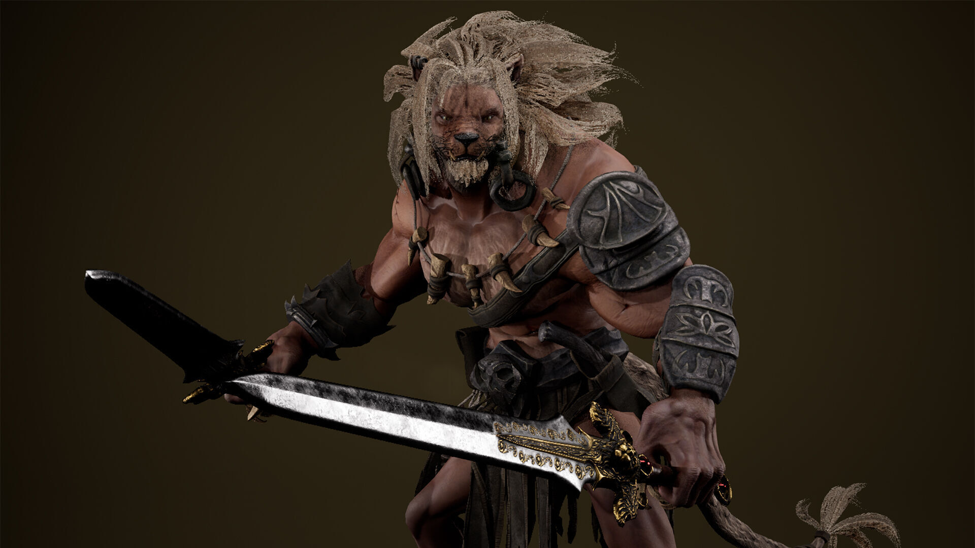 Lion Gladiator Low-poly 3D model_15